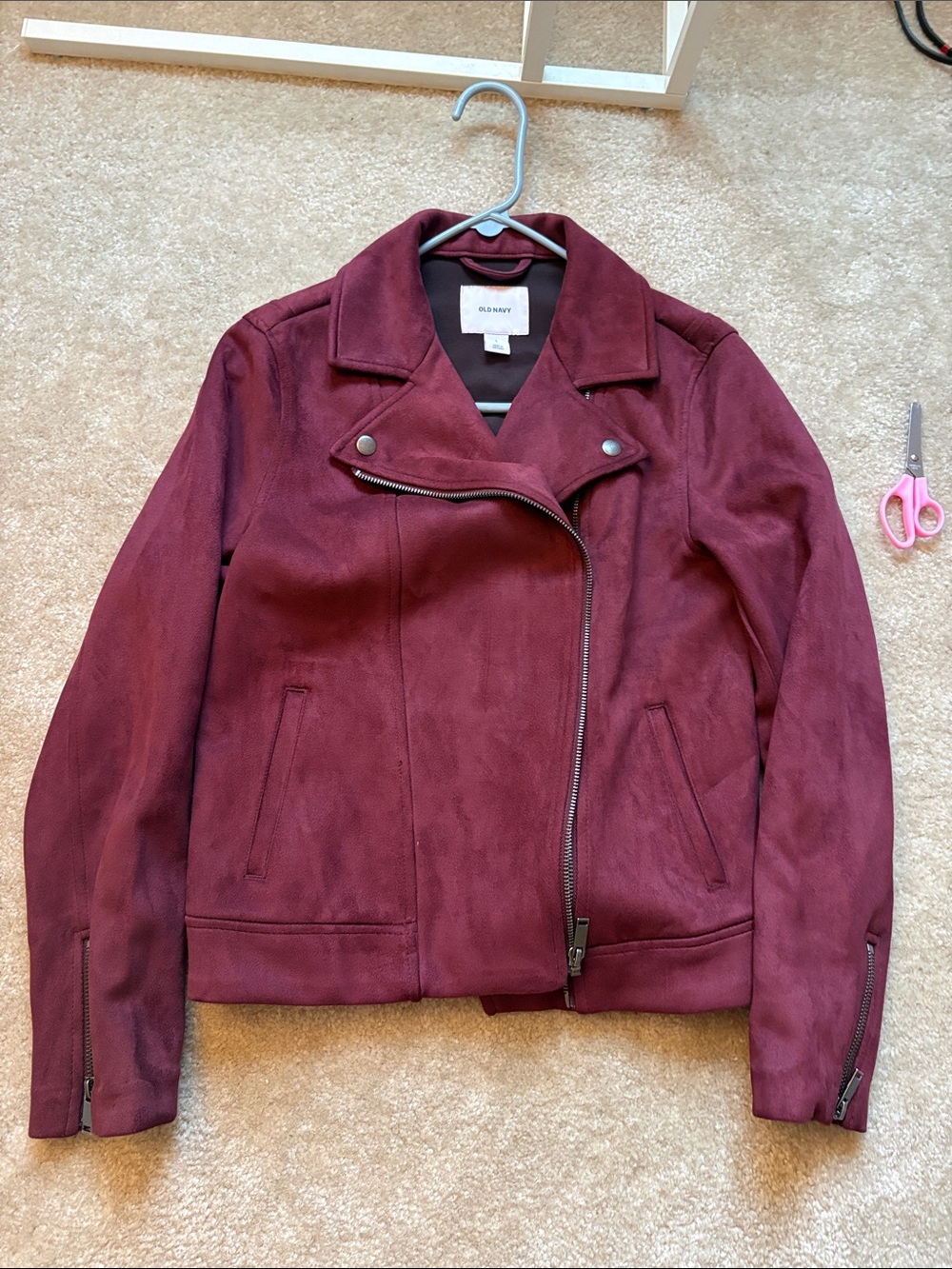 Old Navy Women's Wine Suede Moto Jacket